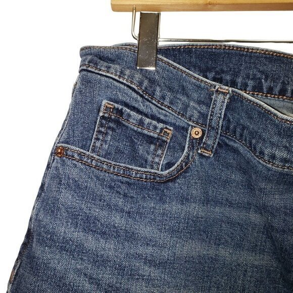 Old Navy Mid-Rise Boyfriend Womens Jeans Size 16 Blue Denim Raw Hem Pre-Owned - Picture 7 of 8